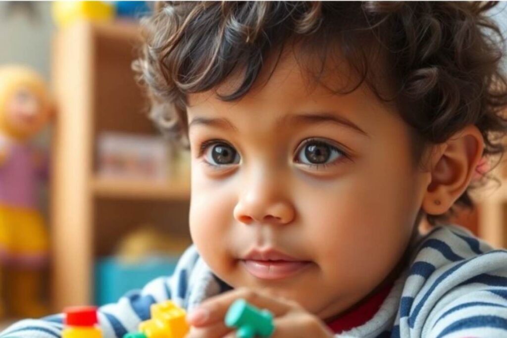 Autismo - Criança brincando com brinquedos coloridos