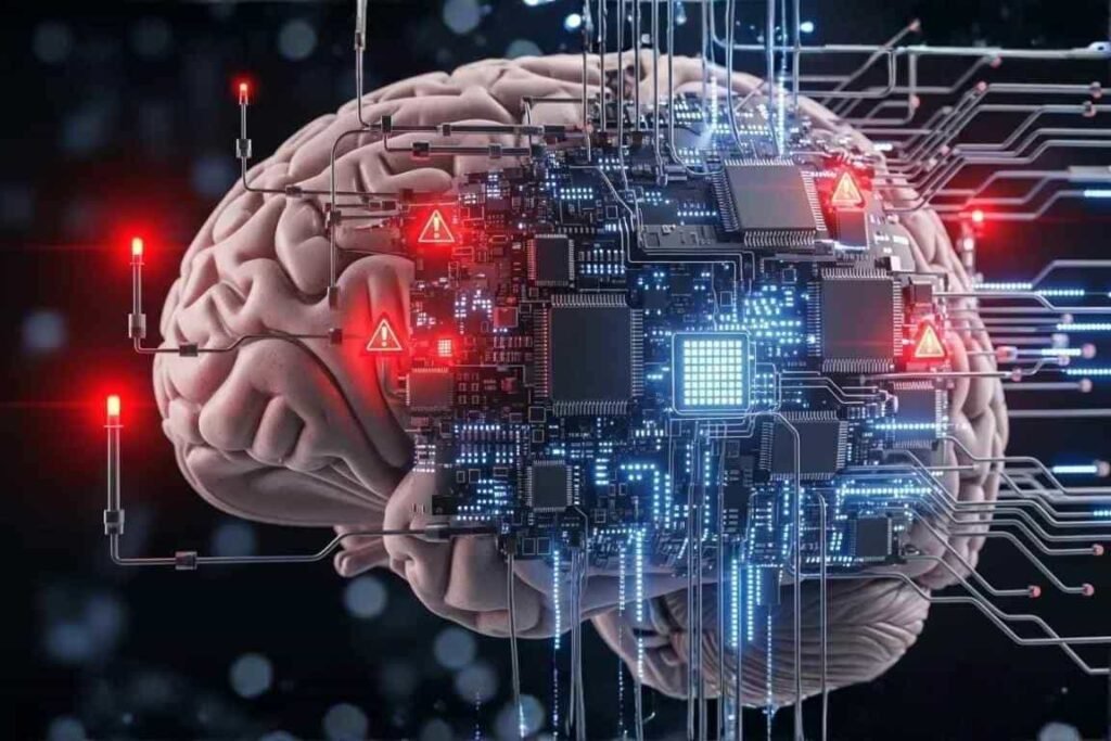 Cérebro cabos e chips - fadiga de ia