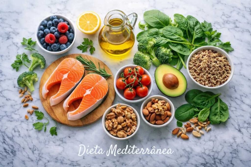 Imagem com vários alimentos - Demência Como 6 Fatores de Estilo de Vida Podem Determinar Seu Futuro Cerebral
