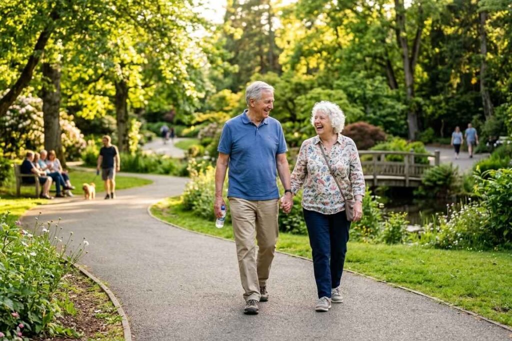 Casal de idosos andando no parque - Como a Ciência Revela que Muitos Casos de Demência