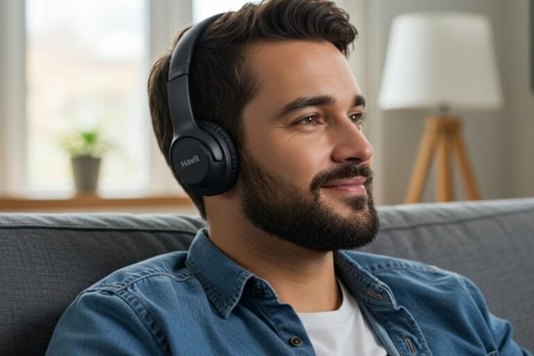 homem ouvindo música com headphone