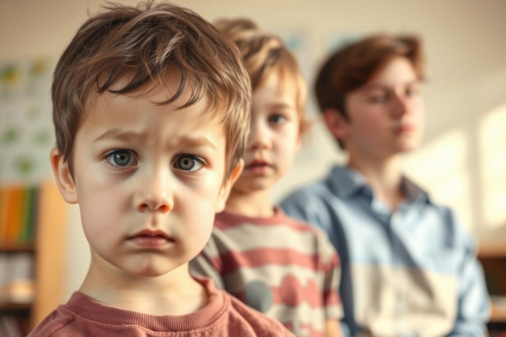 sintomas do autismo - criança com autismo olhando para câmera