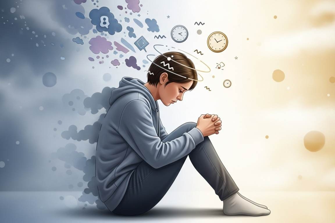 joven sentada atormentada pela ansiedade