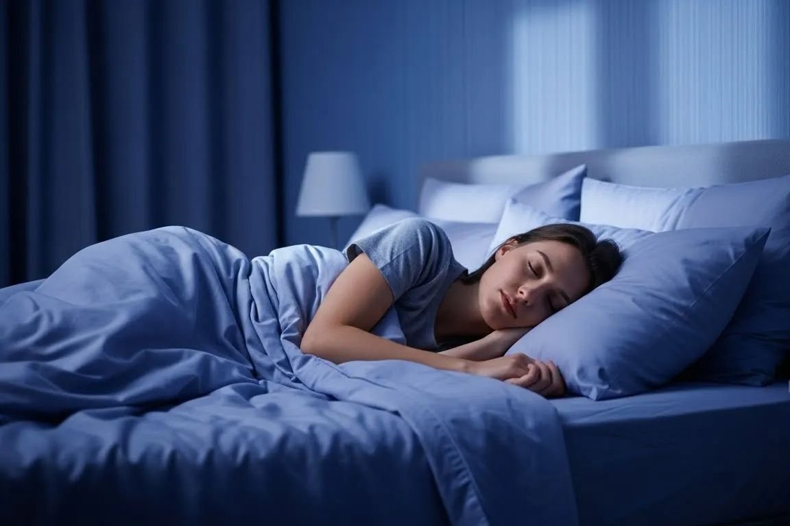 Mulher domindo e seu quarto - O Guia Definitivo da Higiene do Sono para Ansiedade